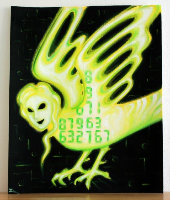 Painting titled "Harpy" by Zetem, Original Artwork, Oil