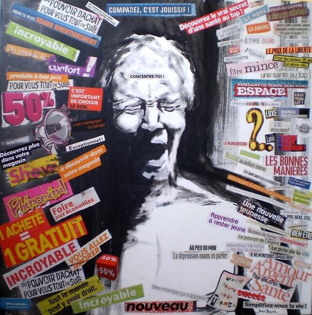 Bombardement publicitaire 绘画, 39.4x39.4 in