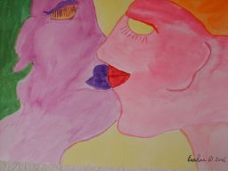 Painting titled "lebaiser" by Caroline D., Original Artwork