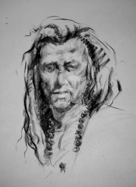 Painting titled "live sketch11." by Kishore Singh, Original Artwork