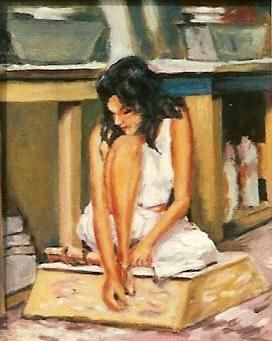 Painting titled "Un model" by Maurice Tessier, Original Artwork