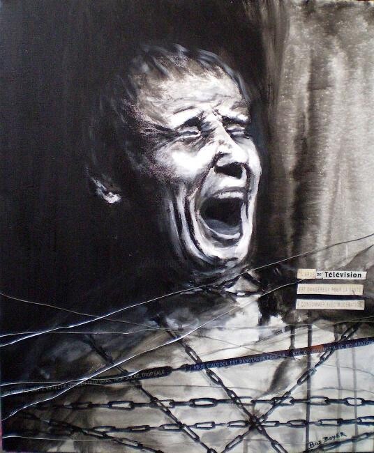 L'abus de television est... 绘画, 21.7x18.1 in