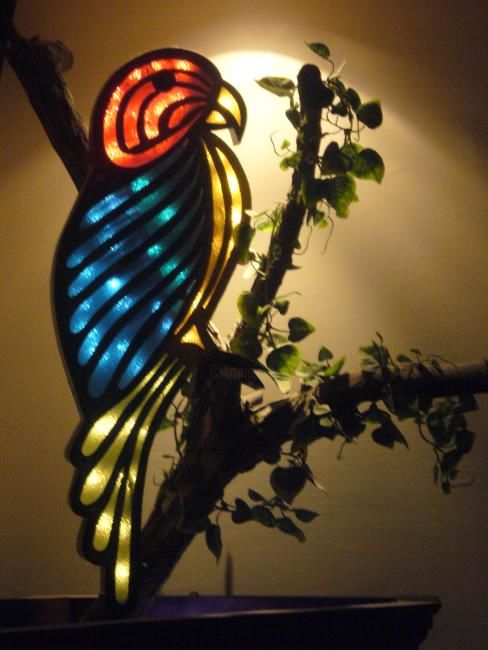 Sculpture titled "Le perroquet" by Jacky Zeitoun, Original Artwork, Metals