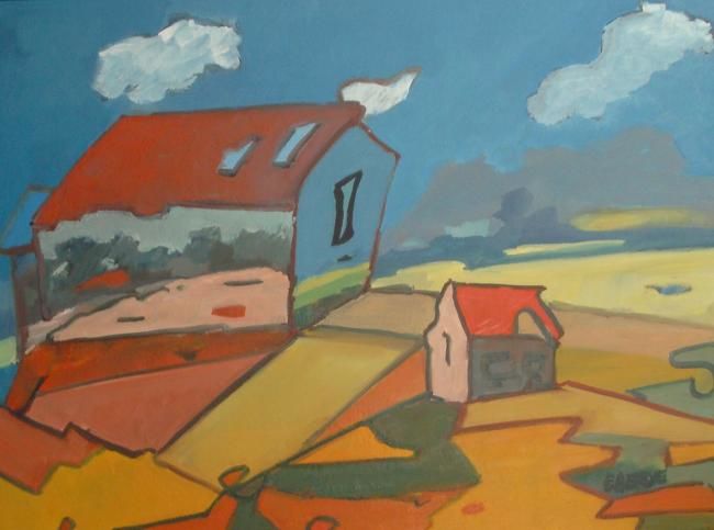 Peinture intitulée "Terre d'envol" par Evelyne Hervé, Œuvre d'art originale, Huile
