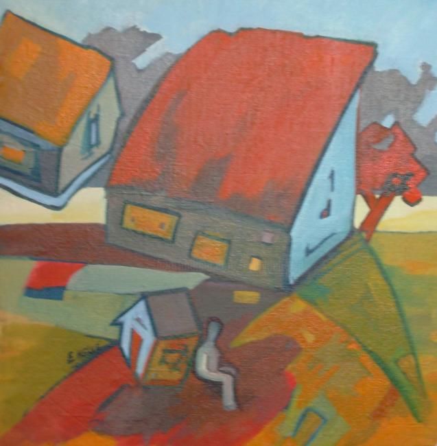 Peinture intitulée "Propriété privée" par Evelyne Hervé, Œuvre d'art originale, Huile