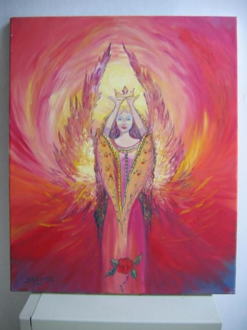 Peinture intitulée "ange de la lumière" par Nanou, Œuvre d'art originale, Huile