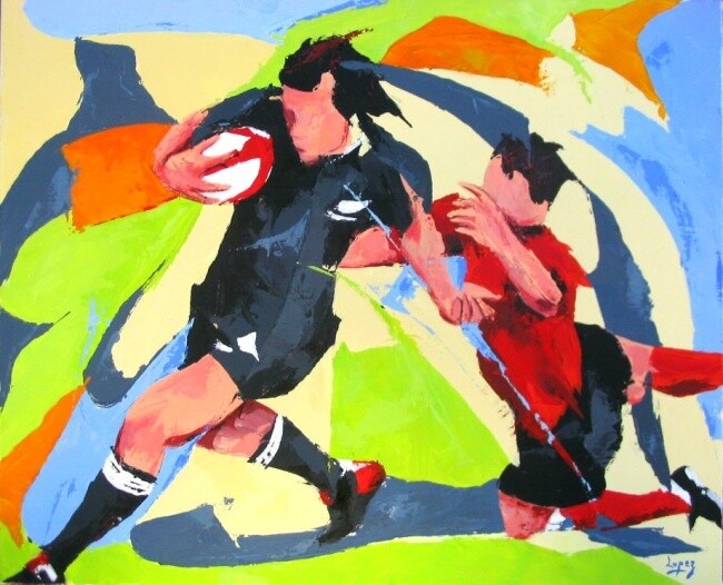 Rugby All Black 绘画, 23.6x28.7 in