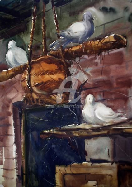Painting titled "Pigeon01" by Kishore Singh, Original Artwork