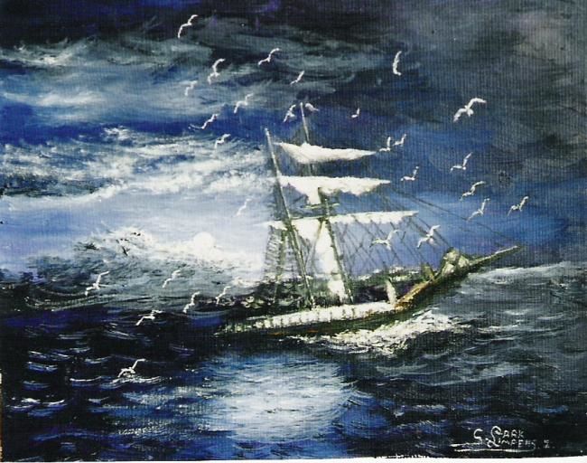 Schilderij getiteld "Vaisseau fantôme" door Lark Sindia, Origineel Kunstwerk
