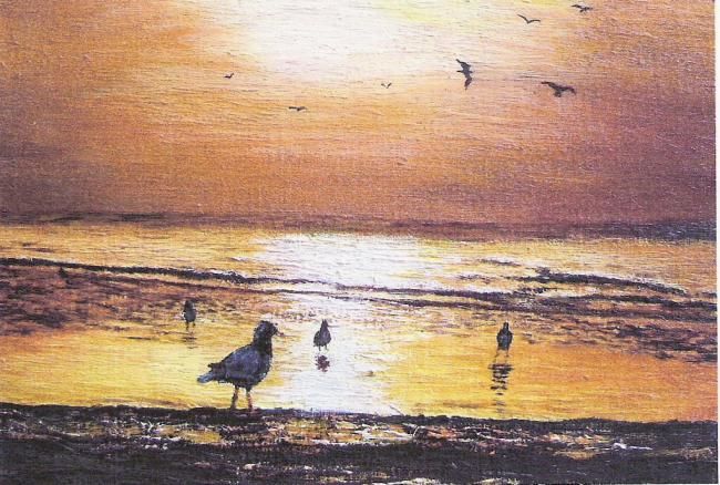 Schilderij getiteld "Les mouettes de Nie…" door Lark Sindia, Origineel Kunstwerk