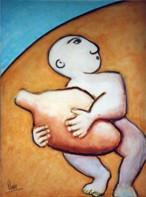 Painting titled "The Urn Thief" by Bradley Owen, Original Artwork, Oil
