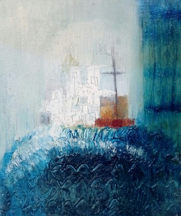 Painting titled "One part of the Med…" by Ivana Davidovic Ivezic, Original Artwork, Oil
