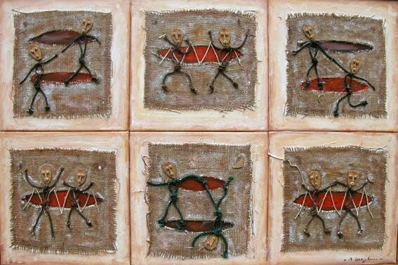 Pittura intitolato ""Condizioni umane"" da Angelo Mazzoleni, Opera d'arte originale, Olio