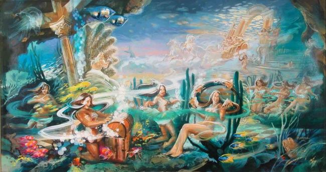 Painting titled "Nereidas 1" by Rafael Espitia Perea, Original Artwork