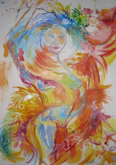 Peinture intitulée "natur'Elle oeuvre c…" par Nanou, Œuvre d'art originale, Huile