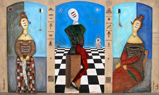 Pittura intitolato ""Squarci sul passat…" da Angelo Mazzoleni, Opera d'arte originale, Olio Montato su Telaio per barella in…