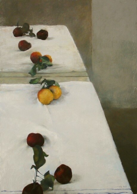 Peinture intitulée "fruits de saison" par Mathieu Weemaels, Œuvre d'art originale, Pastel