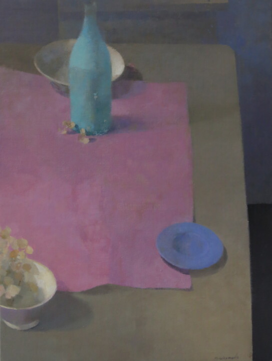 Peinture intitulée "hortensias" par Mathieu Weemaels, Œuvre d'art originale, Huile