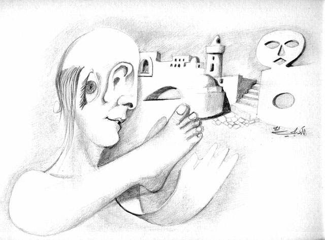Disegno intitolato "hbel.JPG" da Béchir Kouniali, Opera d'arte originale