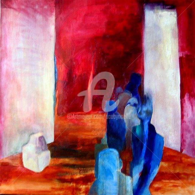 Peinture intitulée "file bleue" par Noëlle Dauby, Œuvre d'art originale