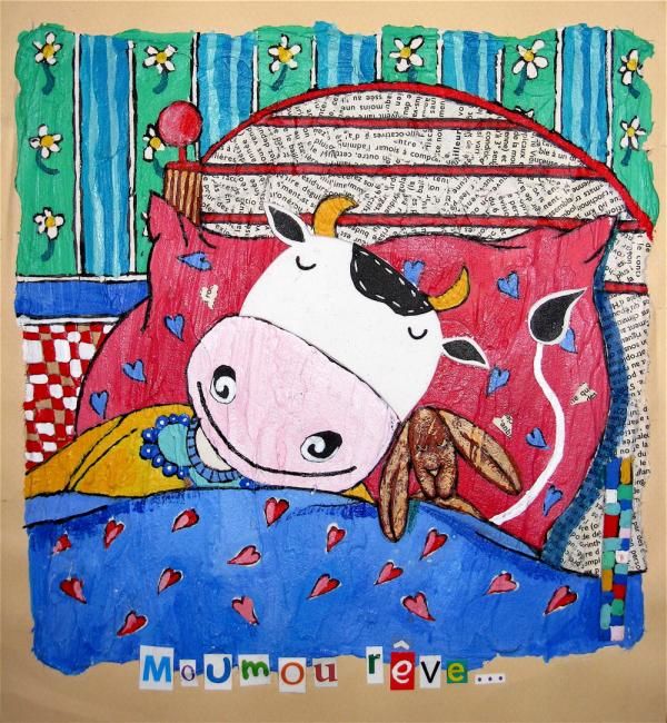 Peinture intitulée "MOUMOU REVE..." par Catherine Suchocka, Œuvre d'art originale