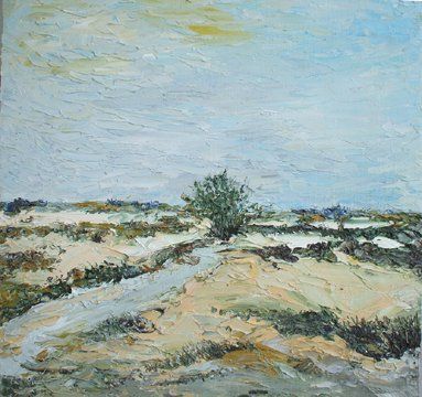 Painting titled "Wheat Fields8" by Animesh Roy, Original Artwork, Oil