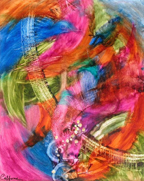 La Corne de Vie - The Horn of Life. 绘画, 31.9x25.6 in