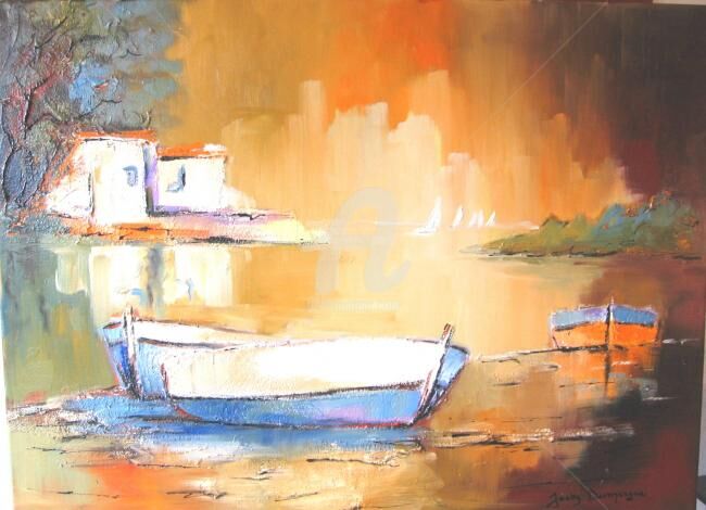 Peinture intitulée "Attente" par Jacky Dumergue, Œuvre d'art originale, Huile