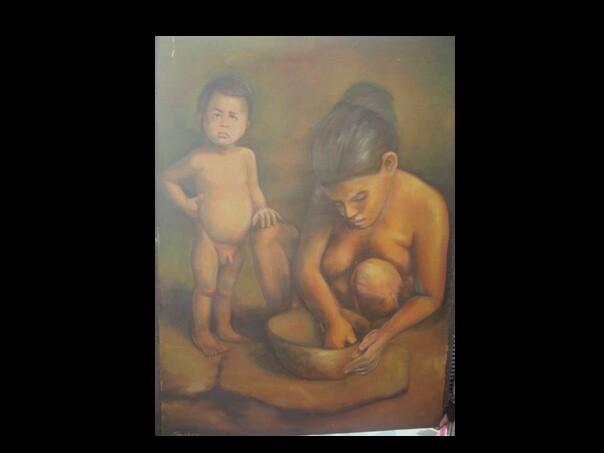 Painting titled "INDIGENA COLOMBIANA" by Astrid Galan Sepulveda, Original Artwork