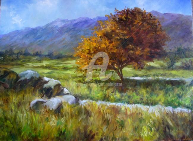 Pintura titulada "Arbol solitario (Lo…" por Cristina Del Rosso, Obra de arte original, Oleo