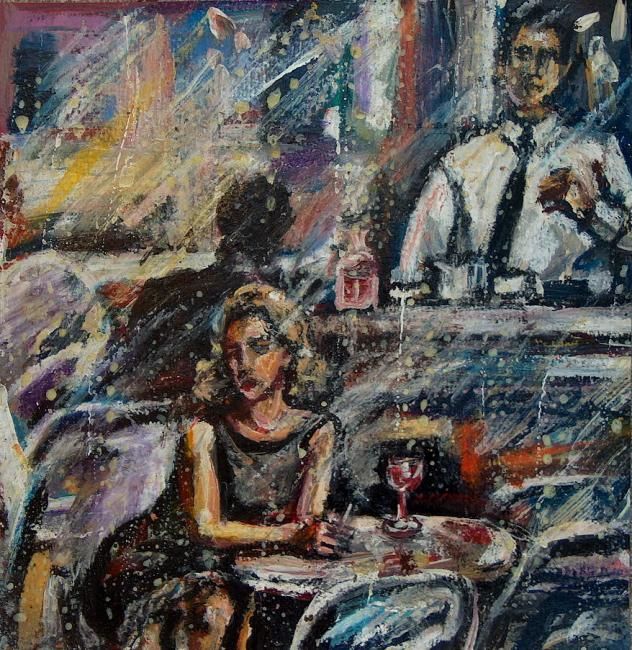 Painting titled "Oiseau de nuit" by Nathalia Chipilova, Original Artwork, Oil