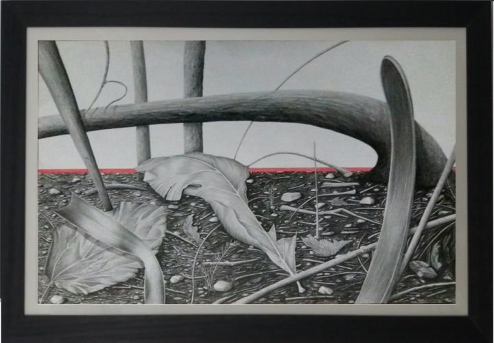 Disegno intitolato "Au delà de la ligne…" da Ahmed Ktata, Opera d'arte originale, Matita