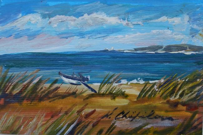 Peinture intitulée "Barque de pêche, pl…" par Nathalia Chipilova, Œuvre d'art originale, Acrylique