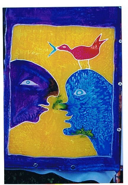 Painting titled "Man with red bird a…" by Prema (Risto), Original Artwork