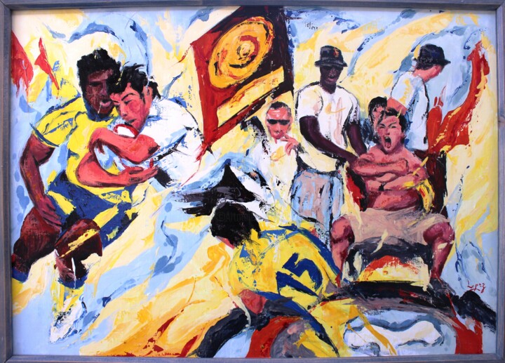 888 Haka pour le bouclier 绘画, 19.7x27.6 in