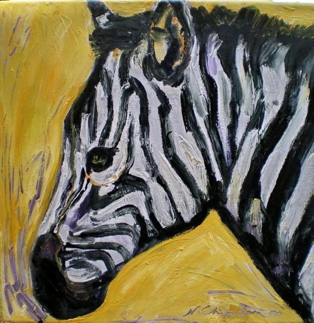 Painting titled "Tête de zèbre sur f…" by Nathalia Chipilova, Original Artwork, Acrylic