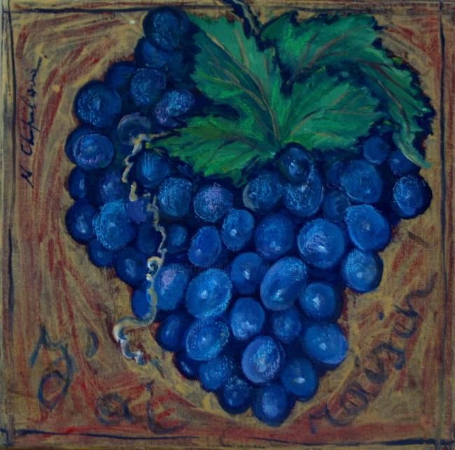 Painting titled "J'ai le raisin!" by Nathalia Chipilova, Original Artwork, Acrylic
