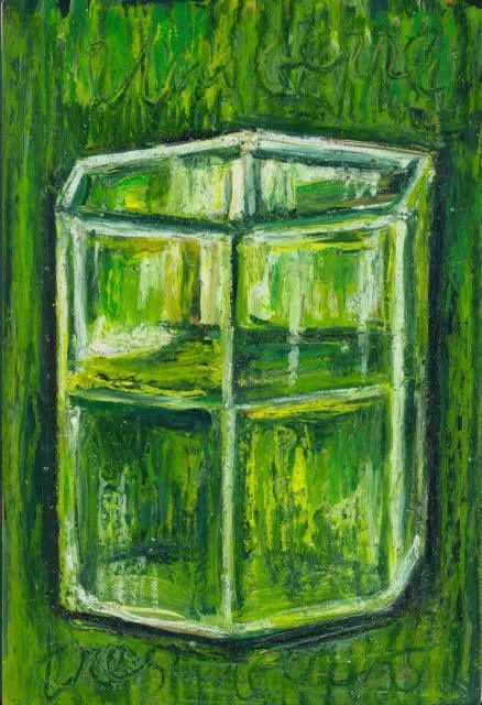 Painting titled "Un verre vert" by Nathalia Chipilova, Original Artwork, Acrylic