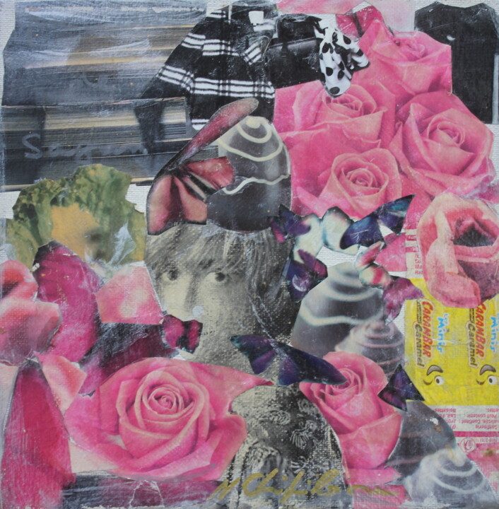 Collages titled "A la recherche du t…" by Nathalia Chipilova, Original Artwork, Collages Mounted on Wood Stretcher frame