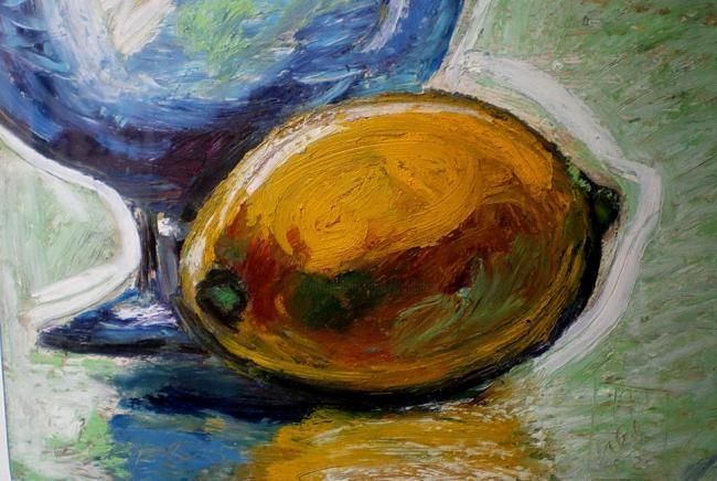 Peinture intitulée "Nature morte au cit…" par Nathalia Chipilova, Œuvre d'art originale, Acrylique