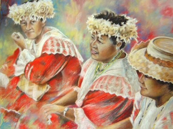 Mamas de Polynesie 绘画, 19.7x25.6 in