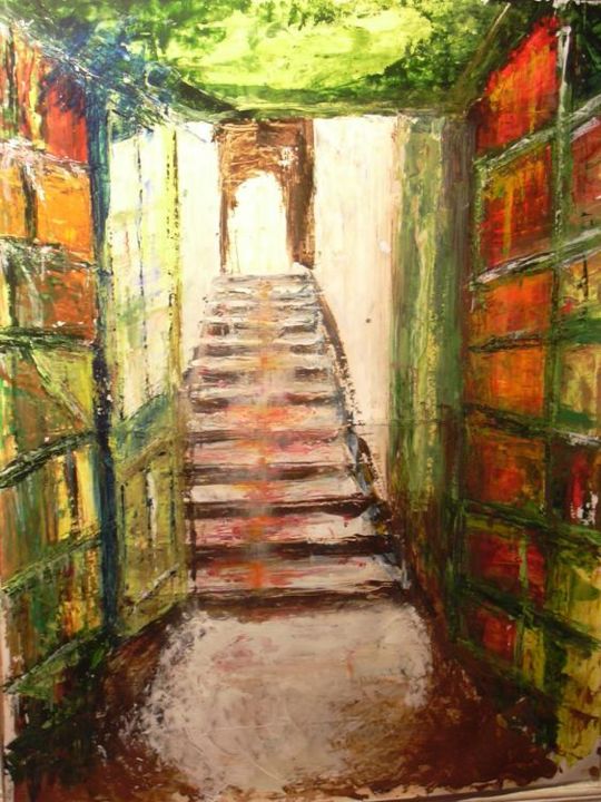 Peinture intitulée "LivresI" par Nathalie Torrents, Œuvre d'art originale