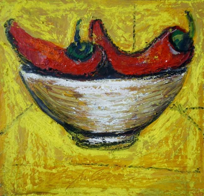 Painting titled "Deux piments" by Nathalia Chipilova, Original Artwork, Acrylic