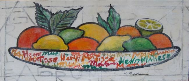 Painting titled "Nature morte à la M…" by Nathalia Chipilova, Original Artwork, Acrylic