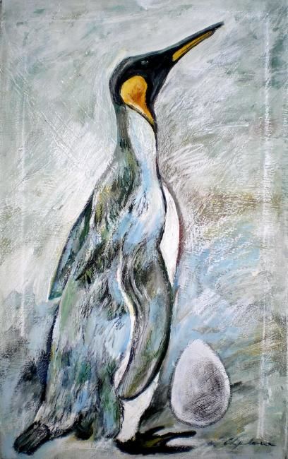 Painting titled "Manchot royal 1" by Nathalia Chipilova, Original Artwork, Acrylic