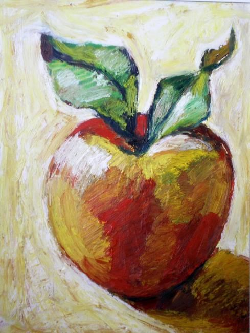 Painting titled "Pomme" by Nathalia Chipilova, Original Artwork, Acrylic