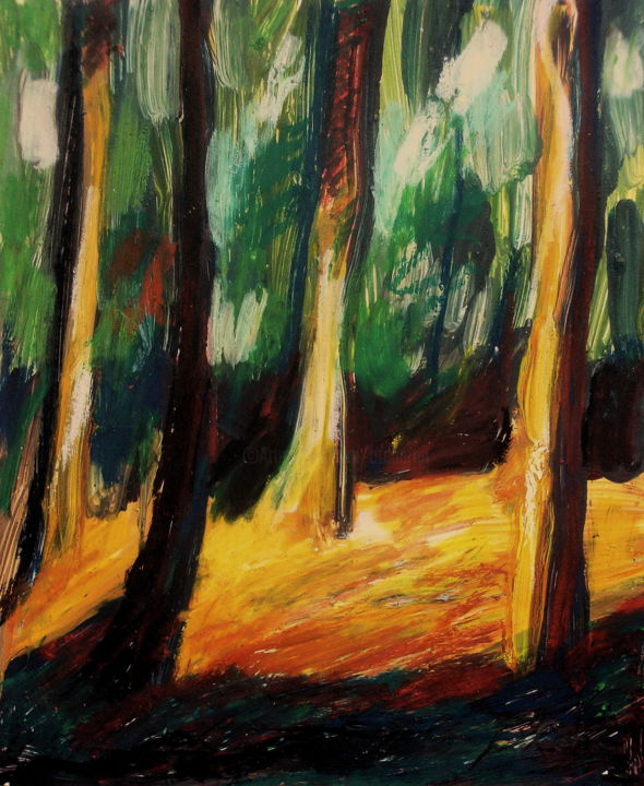 Peinture intitulée "In the forest 3, 20…" par Nathalia Chipilova, Œuvre d'art originale, Acrylique