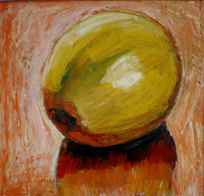 Peinture intitulée "Pomme jaune 2" par Nathalia Chipilova, Œuvre d'art originale, Acrylique