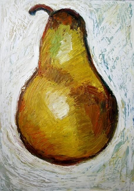 Peinture intitulée "Poire jaune 1" par Nathalia Chipilova, Œuvre d'art originale, Acrylique