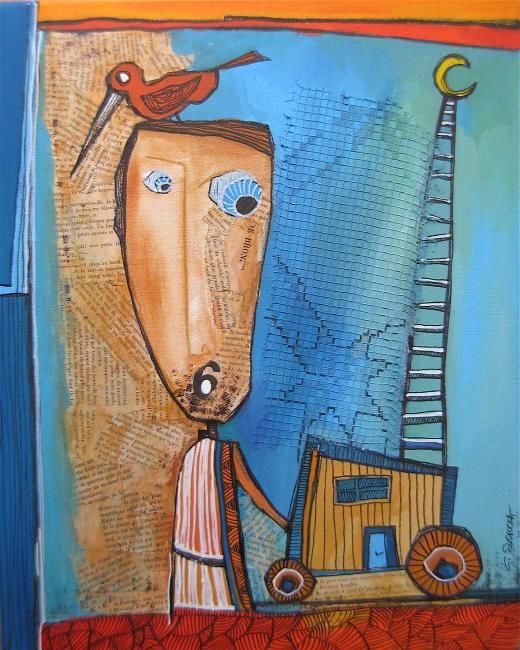 Peinture intitulée ""LA LUNE"" par Catherine Suchocka, Œuvre d'art originale, Autre